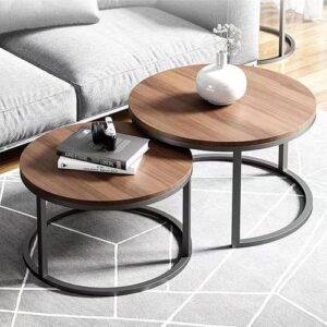2Set Luxury Living Room Centre Table – Brown/Black