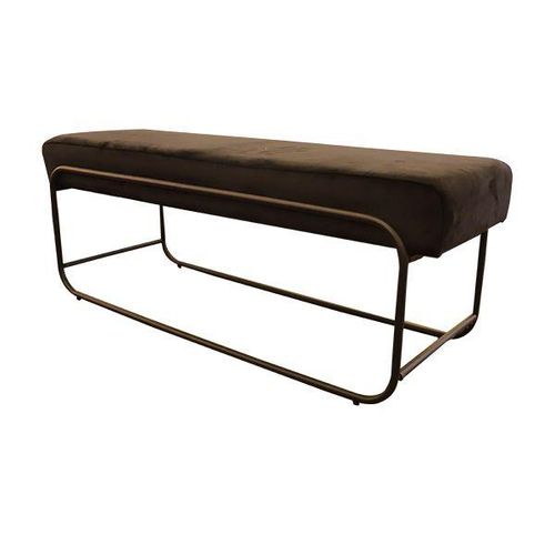 Bench With Metal Legs – Black Velvet Fabric
